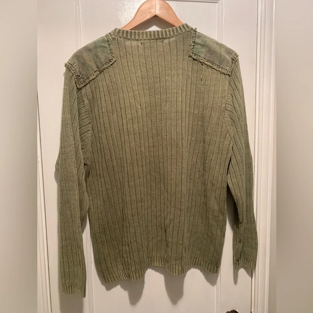 Retrofit Army Green Camo Patches Sweater XL